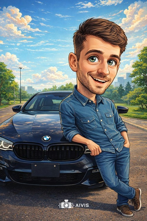 Exemplu caricatură cu mașină 1