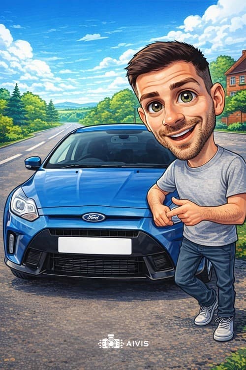 Exemplu caricatură cu mașină 1